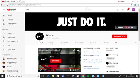 Nike youtube channel